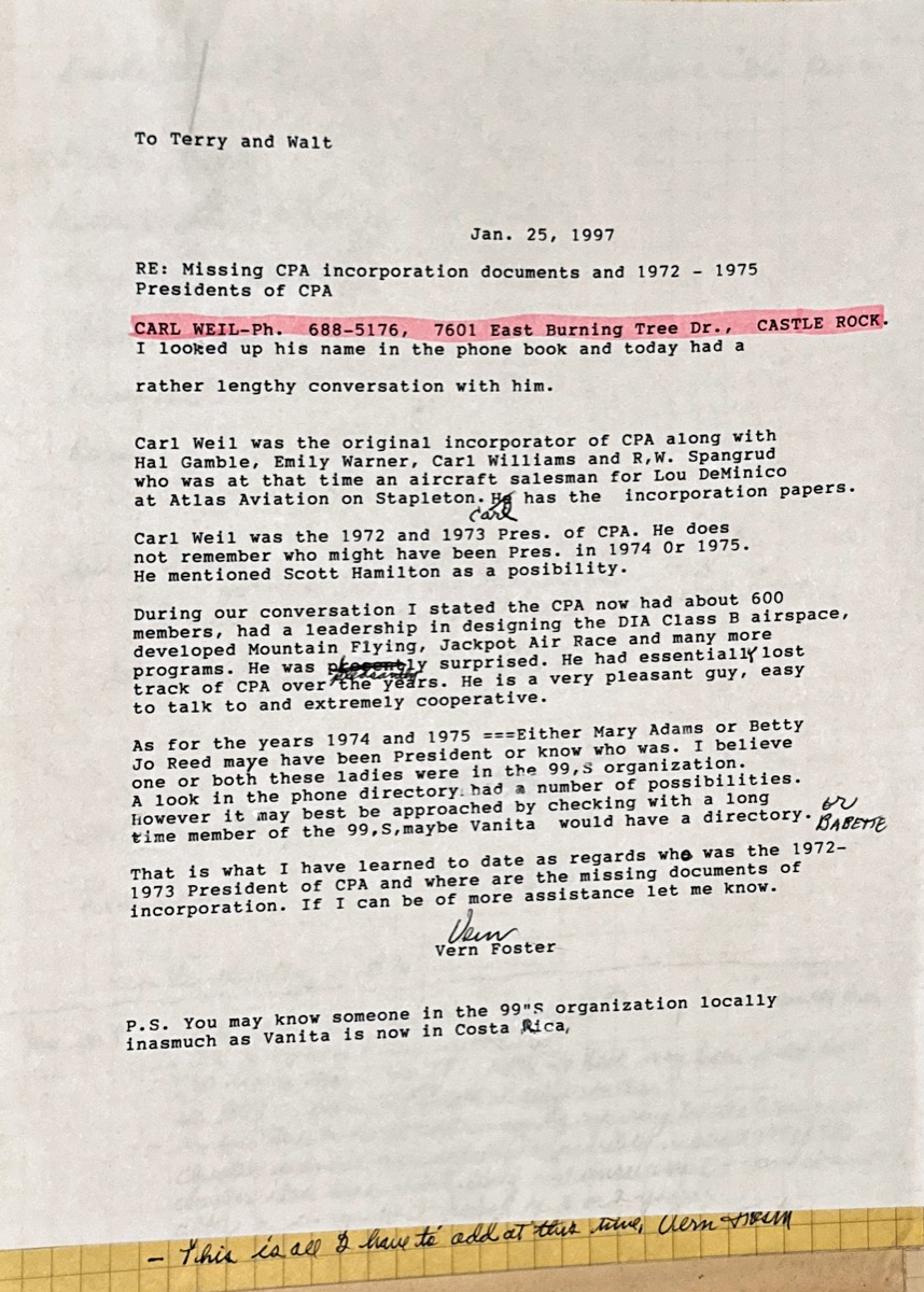 Vern Foster Letter (1997)